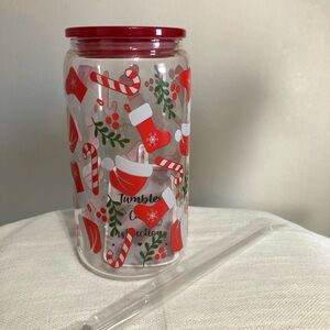 Festive Holiday Tumbler with Straw